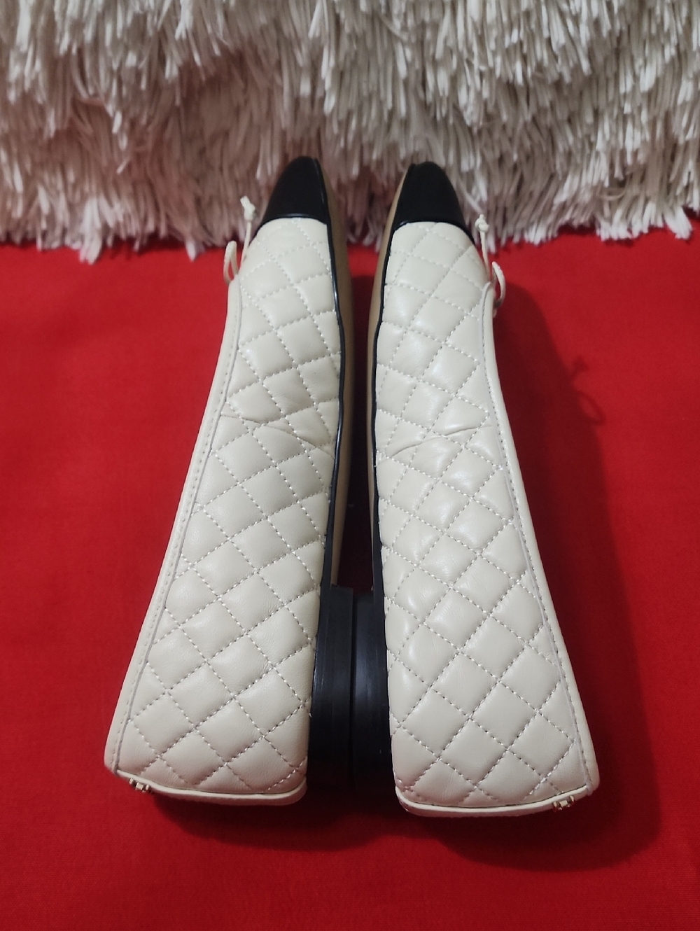 Sam Edelman Marilyn Quilted Two-Tone Ballet Flats in Cream and Black - Picture 6 of 12